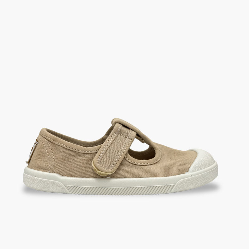 Barfuß-Schuhe T-Steg gewaschenem Canvas Jungen Sand