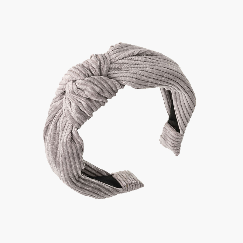 Nacktes Cord-Stirnband Hellgrau