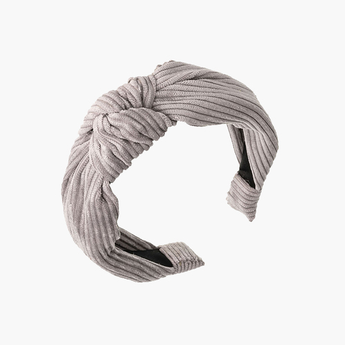 Nacktes Cord-Stirnband Hellgrau