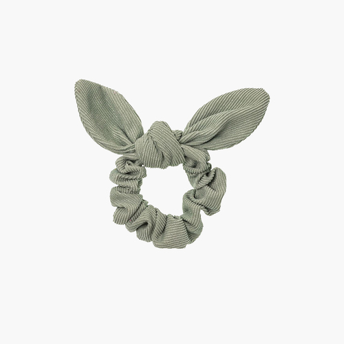 Scrunchie Haargummi aus Mikrokord mit Glitzer und Schleife Grün