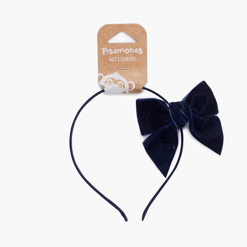 Feine Diadem mit Samtschleife Marineblau