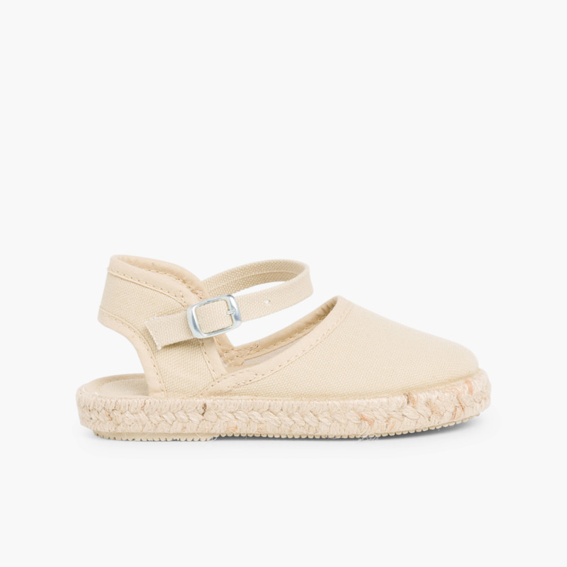 Espadrilles für Mädchen mit Schnallenverschluss Sand