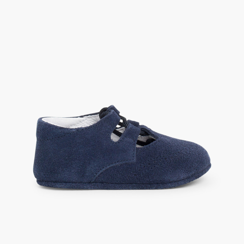 Baby Schuhe mit Riemchen aus Wildleder Englisch Marineblau