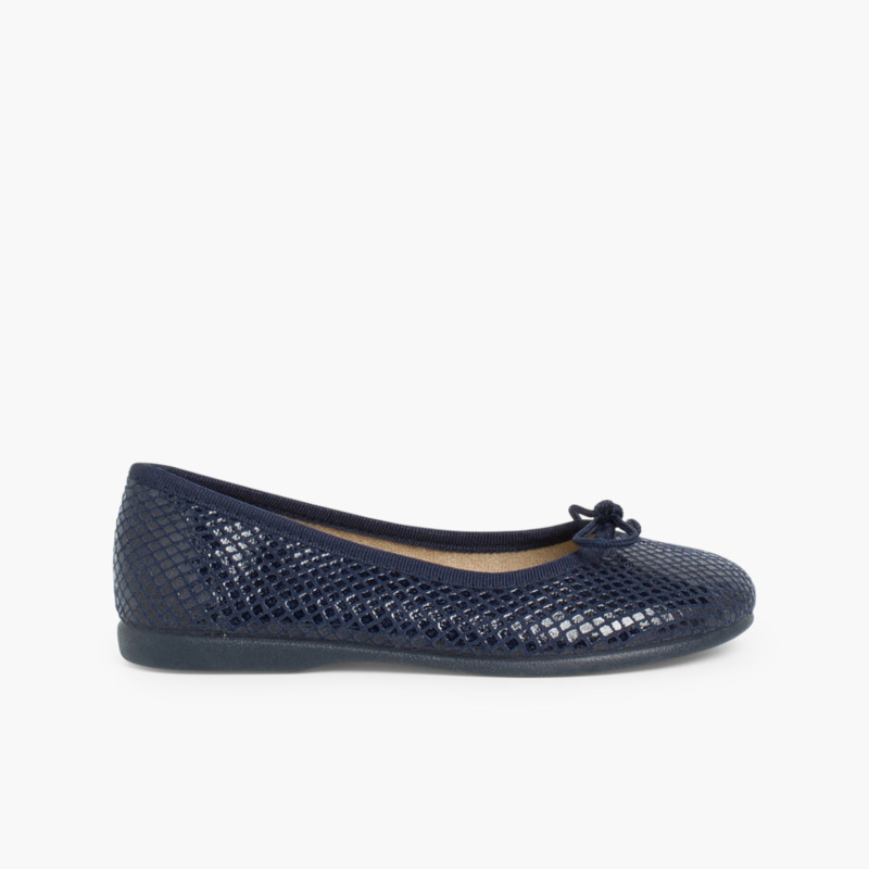 Ballerinas Schlangenprint Marineblau