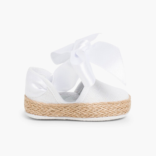 Babyschuhe im Espadrilles-Stil aus Leinen Weiß