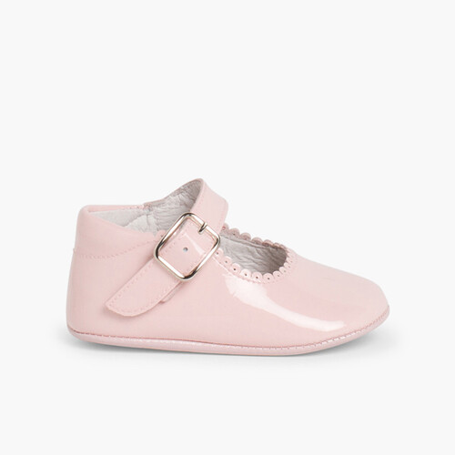 Mercedita Baby Badanita Schnalle aus Lackleder Rosa