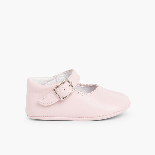 Babyschuhe aus Leder mit Schnalle Rosa