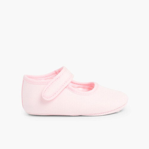 Baby Schuhe mit Riemchen aus Stoff mit Klettverschluss Rosa