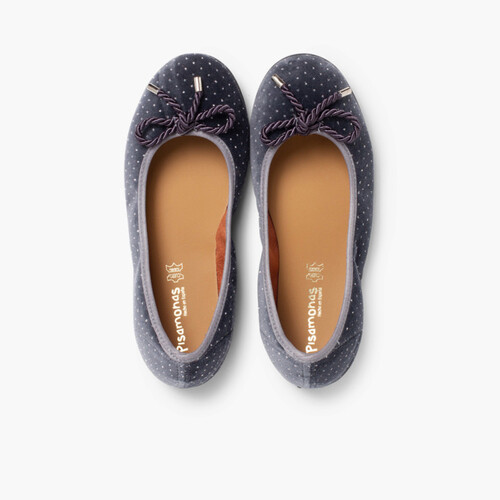 Ballerinas mit Schleife aus Samt und Strass Grau
