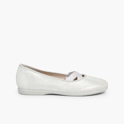 Ballerinas im Ballettstil mit glänzendem Finish Silber