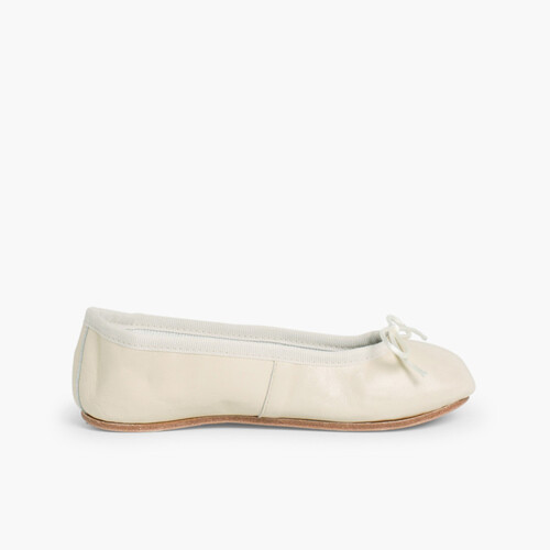 Mädchen und Damen Ballerinas aus Leder mit Ledersohle Roh
