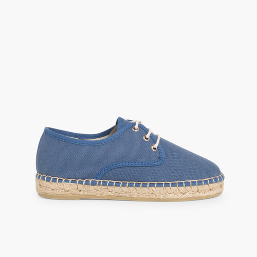 Blucherschuhe aus Leinen mit Espadrilles-Sohle Blau