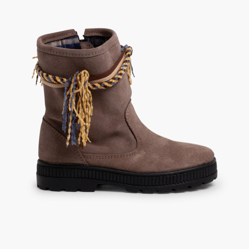 Winter-Hippie-Stiefel für Mädchen Grau