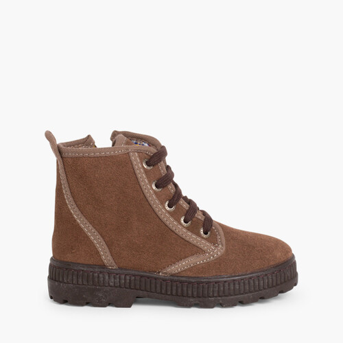Aviator Kinderstiefel aus Veloursleder mit Reißverschluss Braun