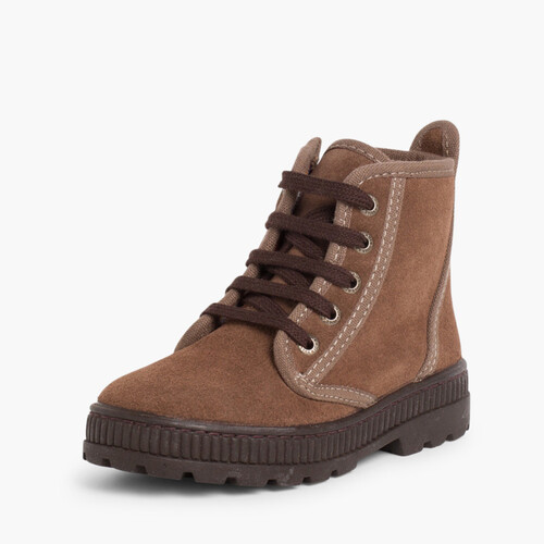 Aviator Kinderstiefel aus Veloursleder mit Reißverschluss Braun