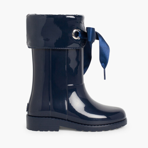 Gummistiefel Mädchen im Camper-Stil aus Lackleder Marineblau