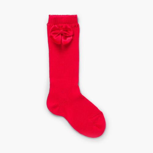 Condor Perlé hohe Socken mit Schleife Rot