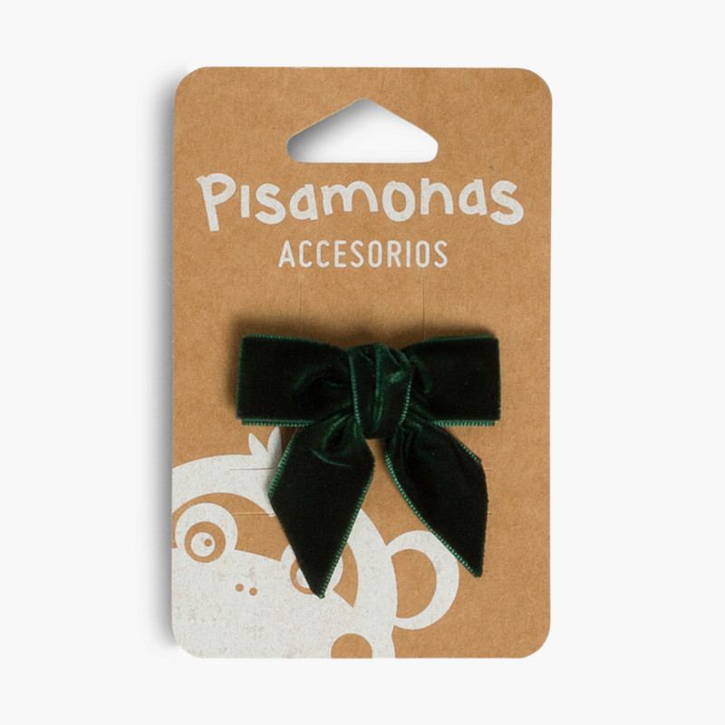 Haargummi mit Schleife aus Samt für Mädchen Flaschengrün