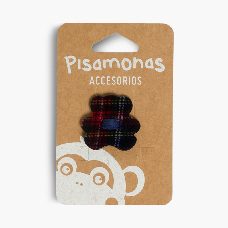 Haargummi mit Bärchen und Schottenmuster Marineblau