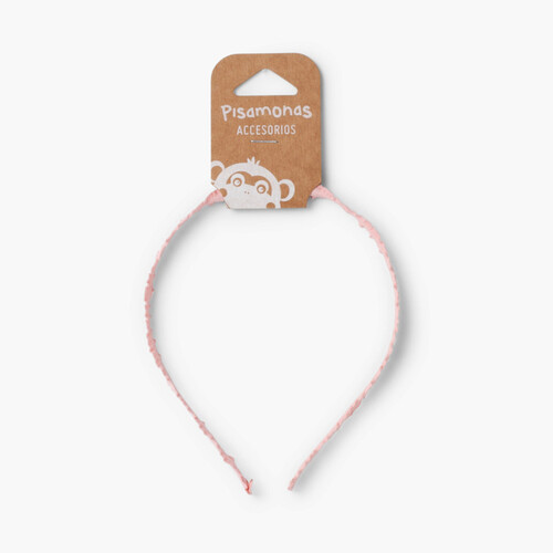 Steifes Stirnband aus Stoff mit Rüschen Französisches Rosa