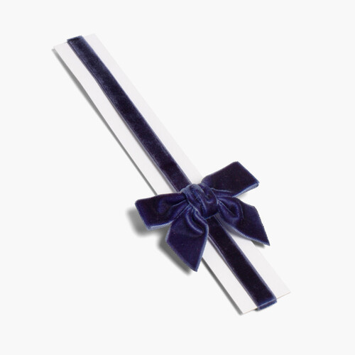 Elastisches Samtstirnband mit Schleife Marineblau