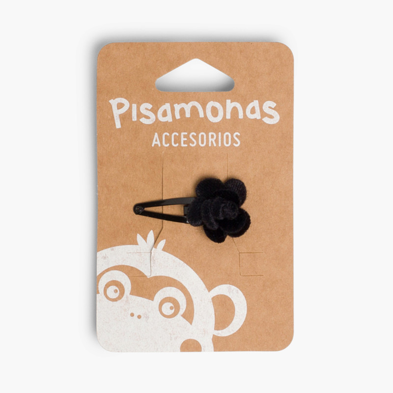 Haarnadel mit Blumen aus Samt Schwarz