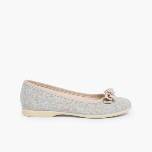Linolin-Ballerinas mit Schleife für Mädchen und Damen Blau