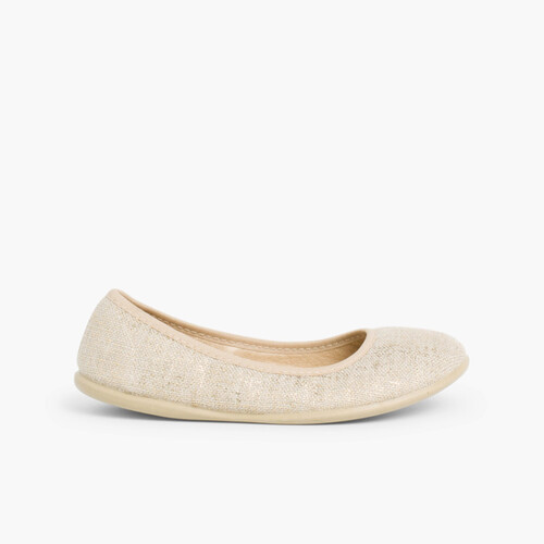 Leinen-Metallic-Slippers Toffee