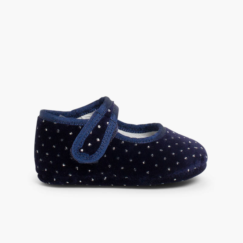 Merceditas Baby Velvet Glitter Marineblau