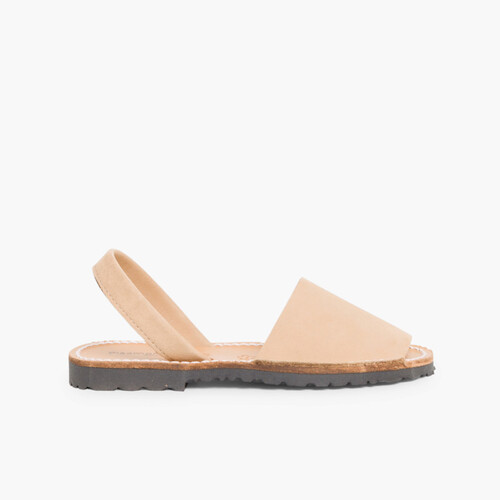 Kinder-Menorquinas Avarcas aus Nubukleder Beige
