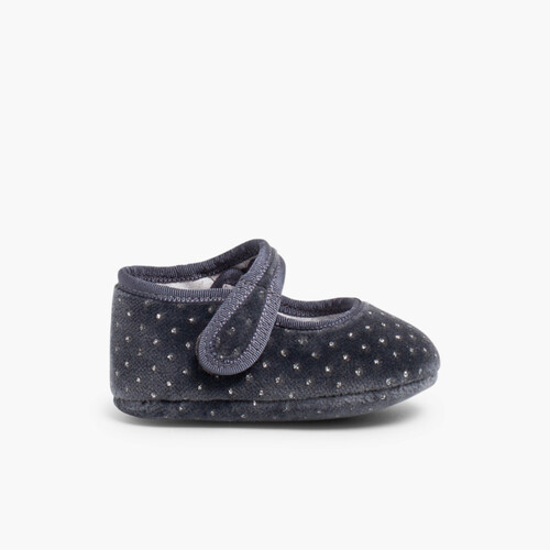 Merceditas Baby Velvet Glitter Grau