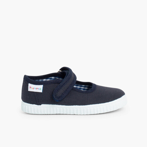 Mary-Janes für Mädchen mit Klettverschluss und Sneaker-Sohle Marineblau