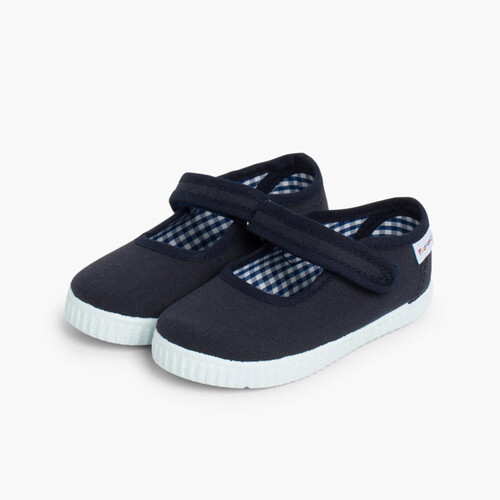Mary-Janes für Mädchen mit Klettverschluss und Sneaker-Sohle Marineblau