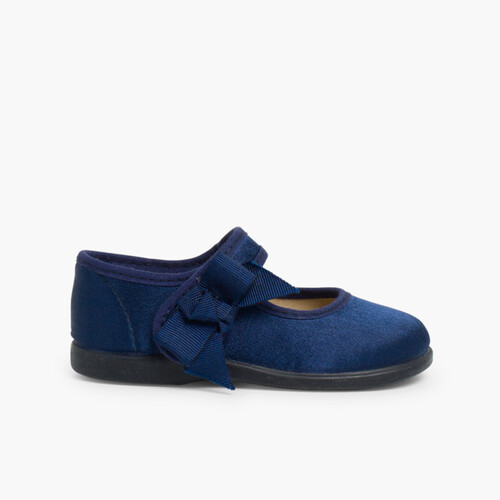 Merceditas de raso Klebeband für Mädchen Marineblau