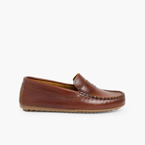 Mokassins Jungen aus Leder Braun