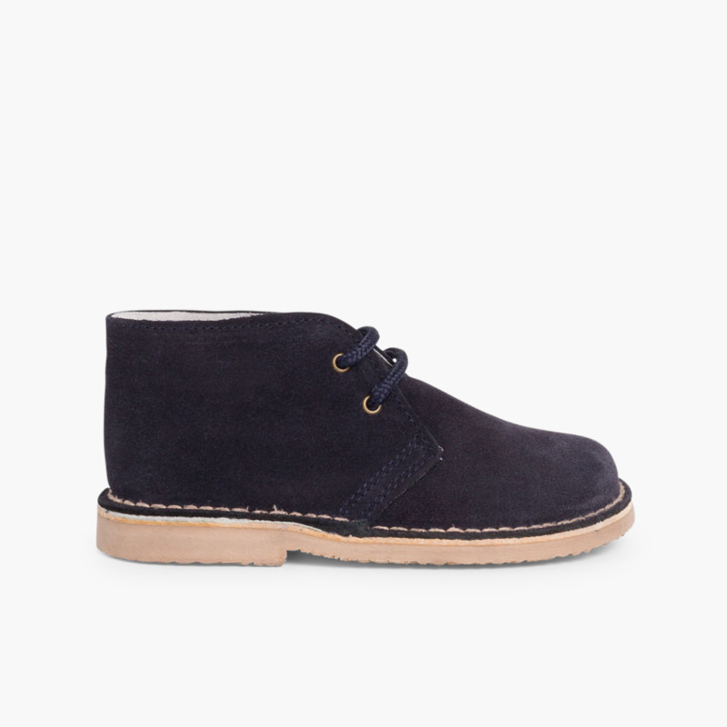 Desert Boots Kinder Stiefel mit Schnürsenkeln Marineblau