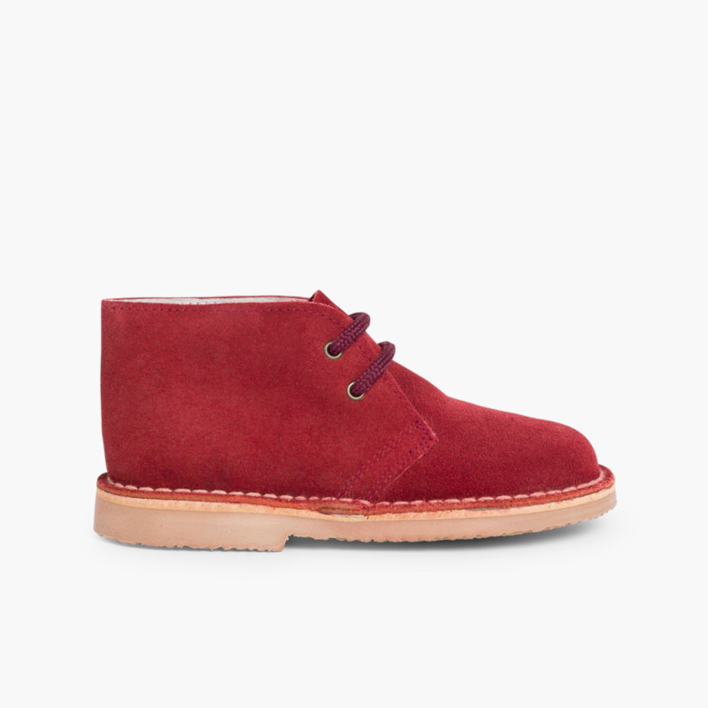 Desert Boots Kinder Stiefel mit Schnürsenkeln Bordeaux