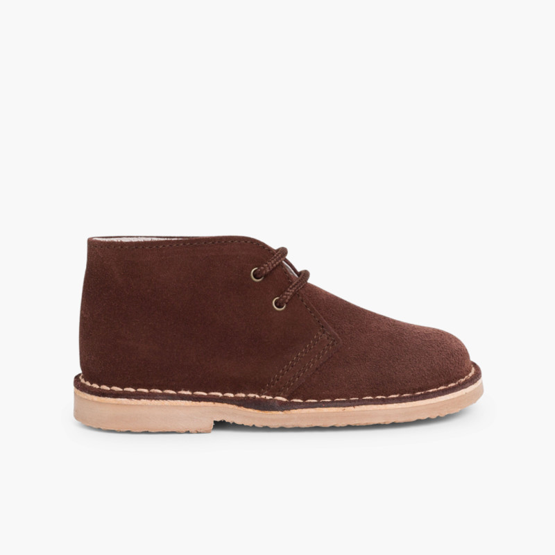 Desert Boots Kinder Stiefel mit Schnürsenkeln Braun