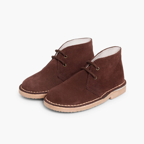 Desert Boots Kinder Stiefel mit Schnürsenkeln Braun