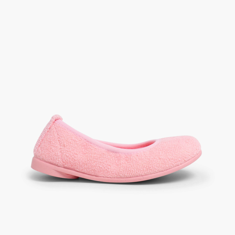 Mädchen Hausschuhe Ballerina aus Frottierstoff Rosa