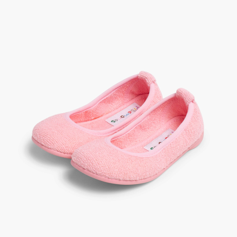 Mädchen Hausschuhe Ballerina aus Frottierstoff Rosa