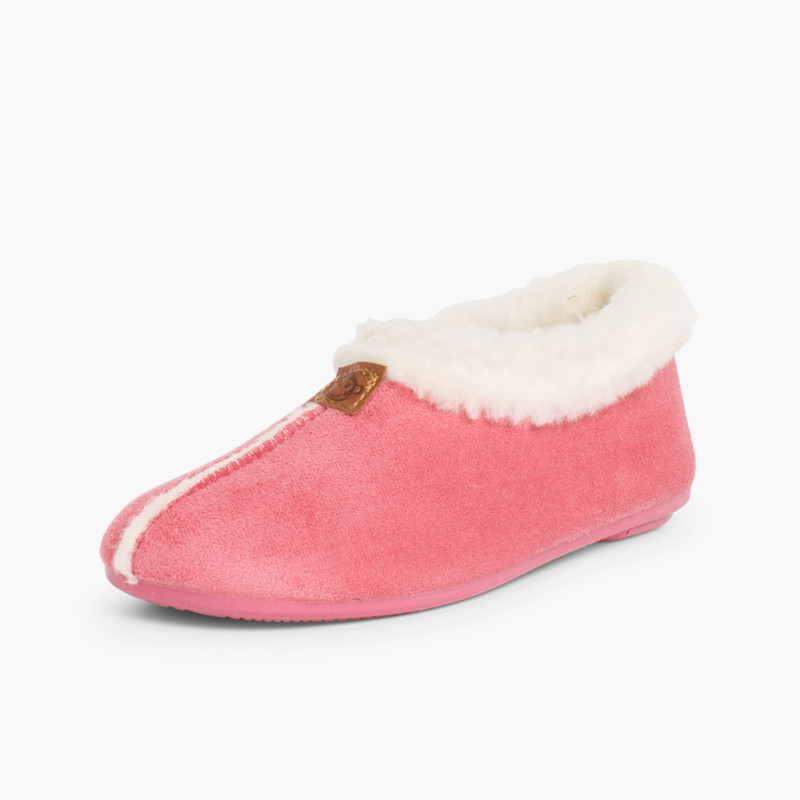 Bamara Hausschuhe mit Schafsfellimitat-Futter Rosa