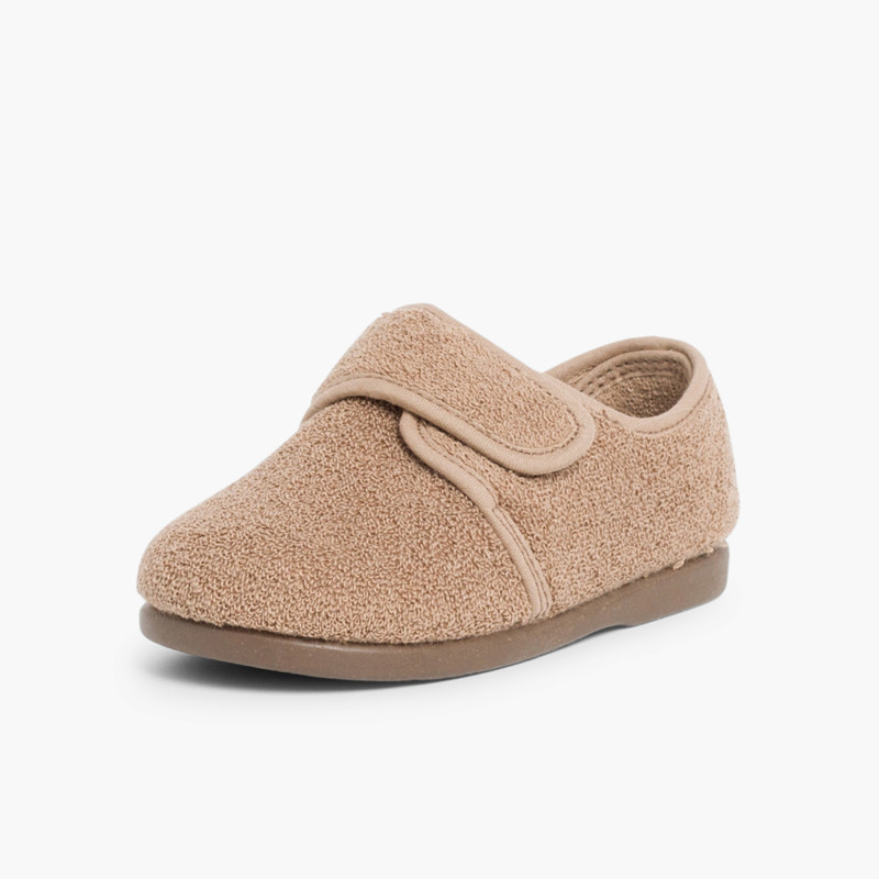 Hausschuhe mit Klettverschluss Mausgrau