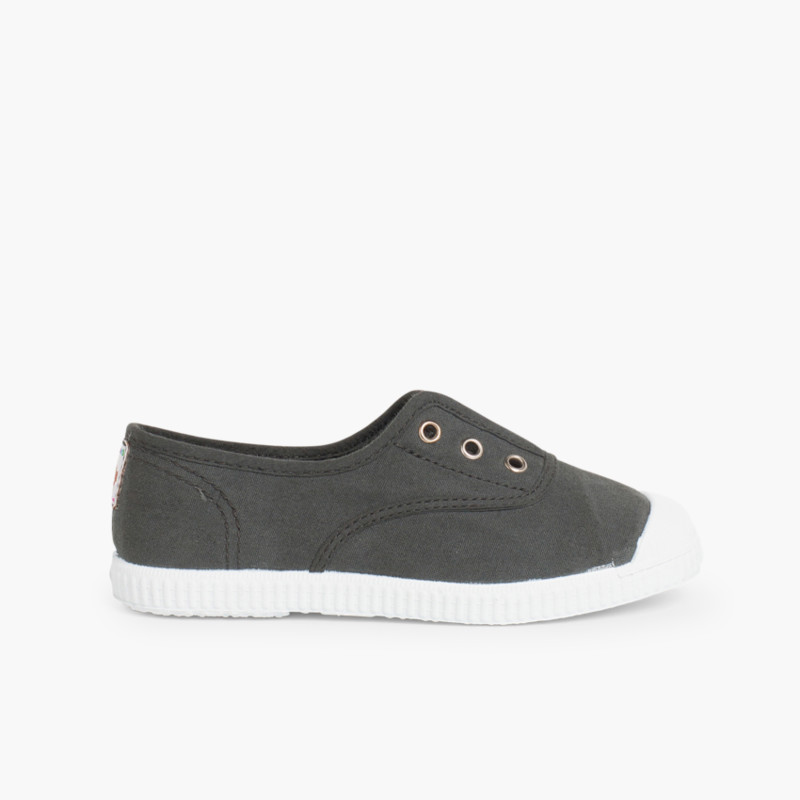 Leinwand-Sneakers ohne Schnürsenkel mit Gummispitze Anthrazit
