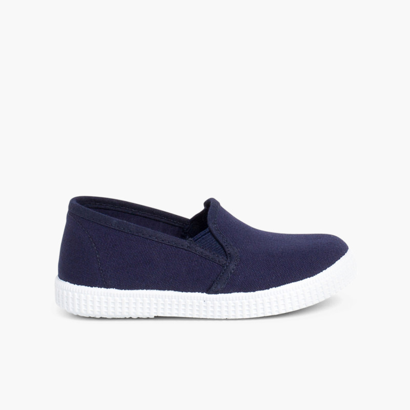 Sneakers aus Canvas mit elastischer Gummisohle Marineblau
