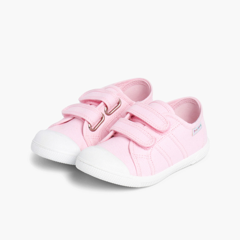 Leinwand-Sneakers für Kinder mit Klettverschlussriemen Rosa
