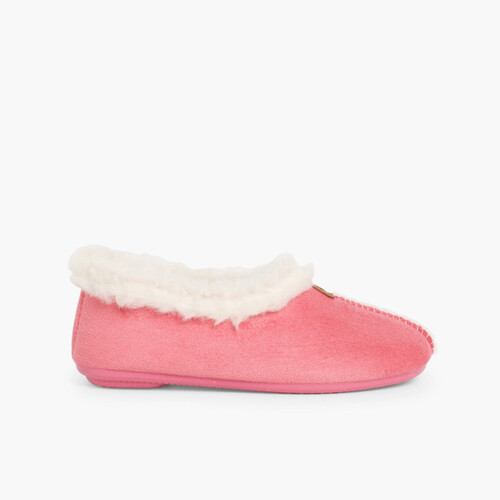Bamara Hausschuhe mit Schafsfellimitat-Futter Rosa