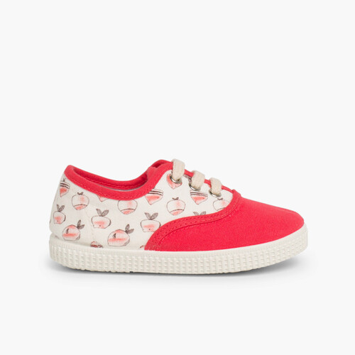 Sneakers aus Canvas mit Schnürung und Tierprint Koralle