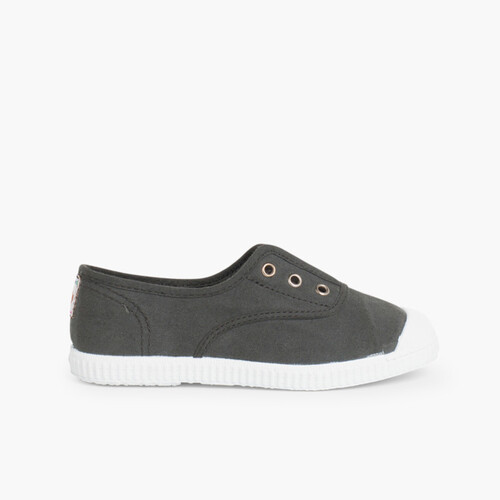 Leinwand-Sneakers ohne Schnürsenkel mit Gummispitze Anthrazit