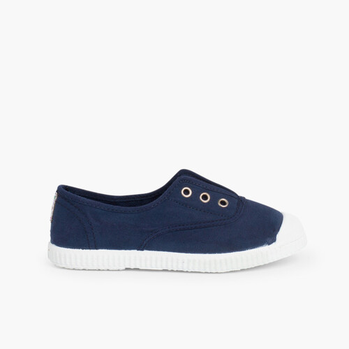 Leinwand-Sneakers ohne Schnürsenkel mit Gummispitze Marineblau